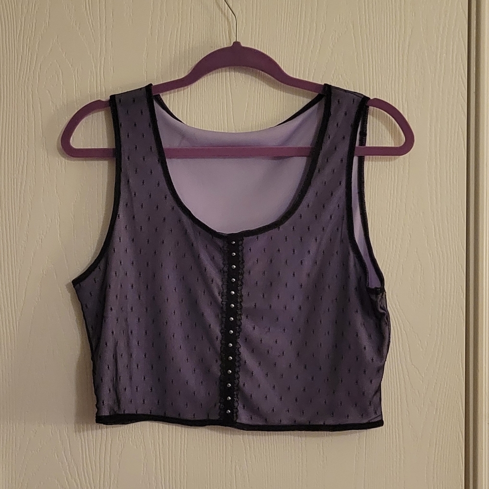 Purple Sheer Lace Goth Grunge Crop Top